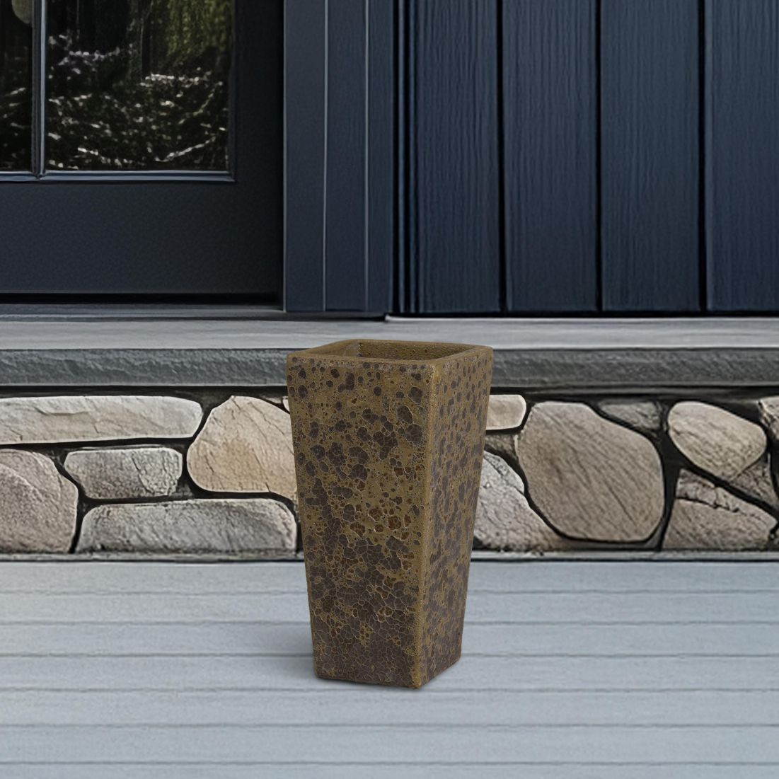 Emissary Crisco Square Bubble Yellow Tall Outdoor Planter