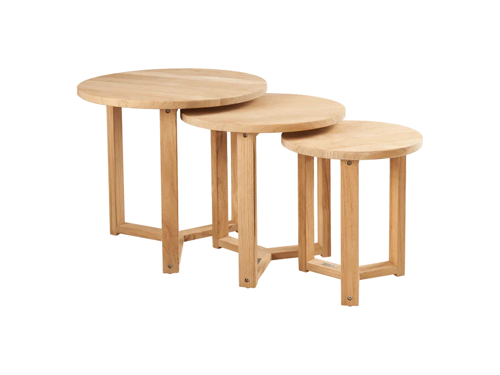 HiTeak Cross Legs Nesting Teak Patio Side Table