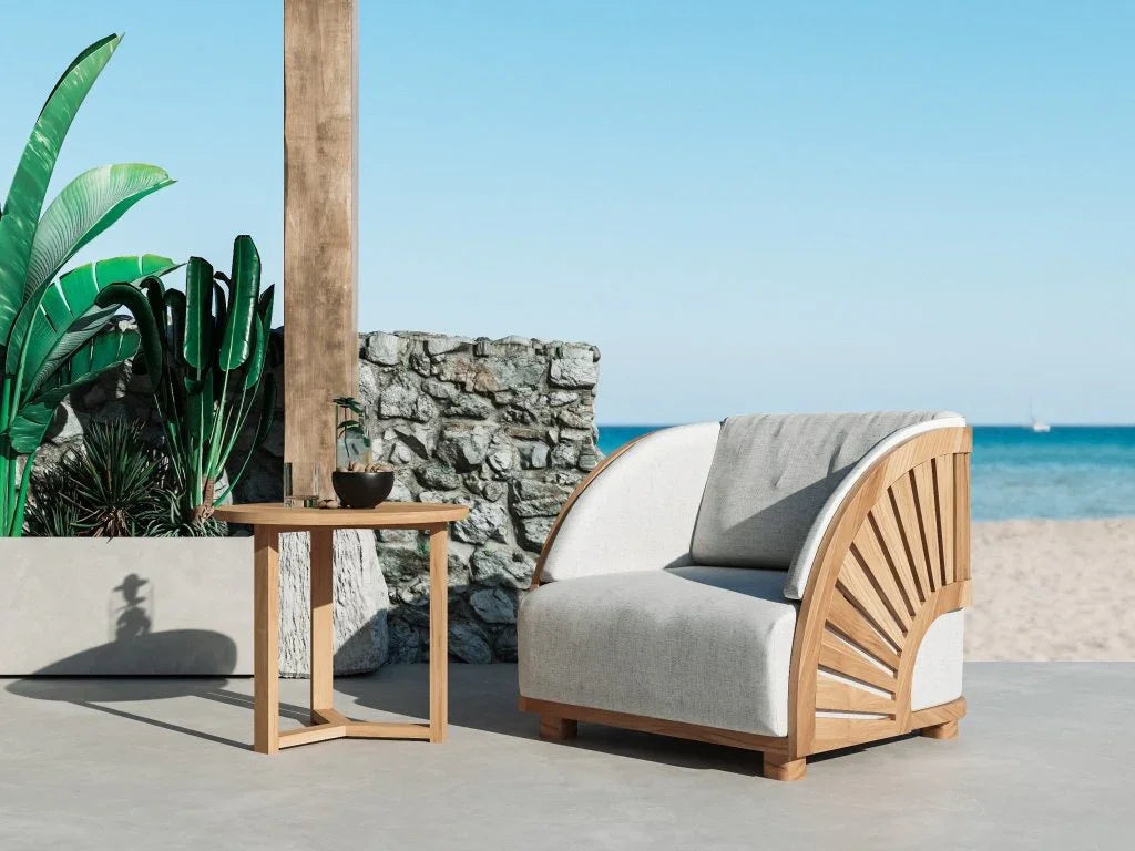 HiTeak Cross Legs Nesting Teak Patio Side Table