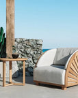 HiTeak Cross Legs Nesting Teak Patio Side Table