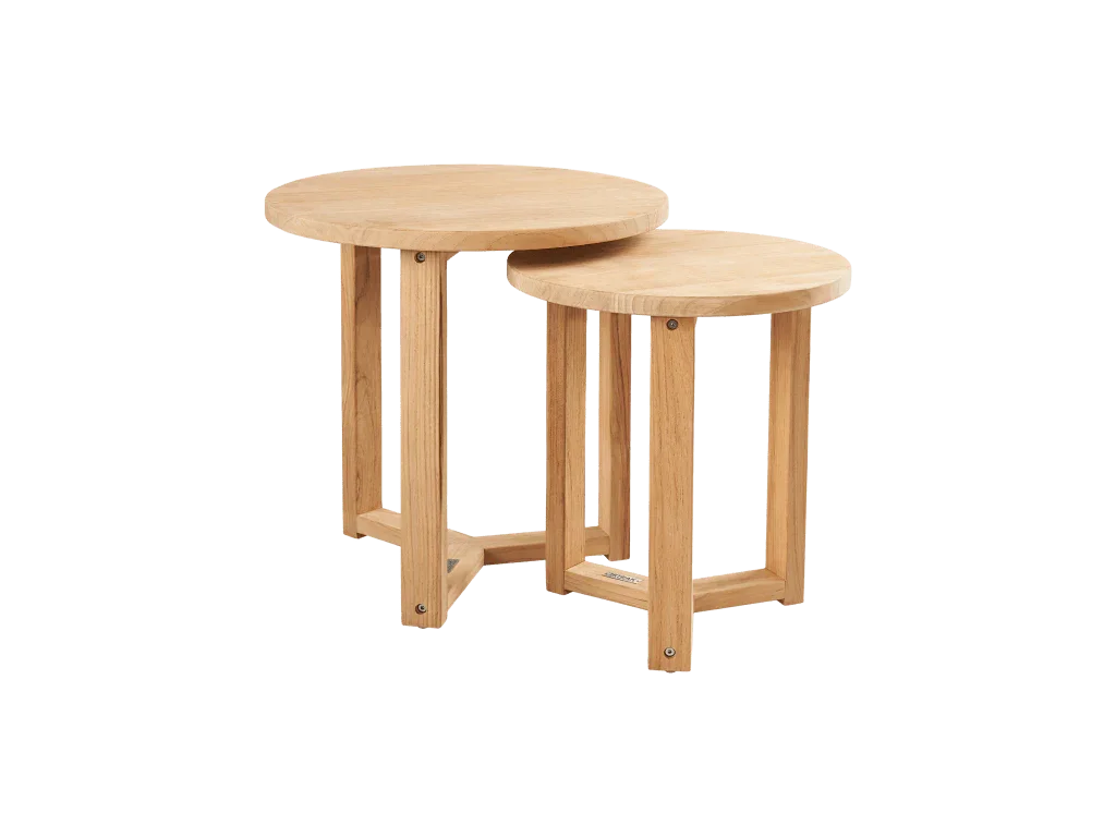 HiTeak Cross Legs Nesting Teak Patio Side Table