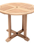 Curtis 35.5-inch Round Teak Outdoor Dining Table with Umbrella Hole-Outdoor Dining Tables-HiTeak-LOOMLAN