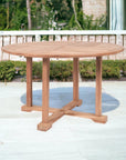 Curtis 47.25-inch Round Teak Outdoor Dining Table with Umbrella Hole-Outdoor Dining Tables-HiTeak-LOOMLAN