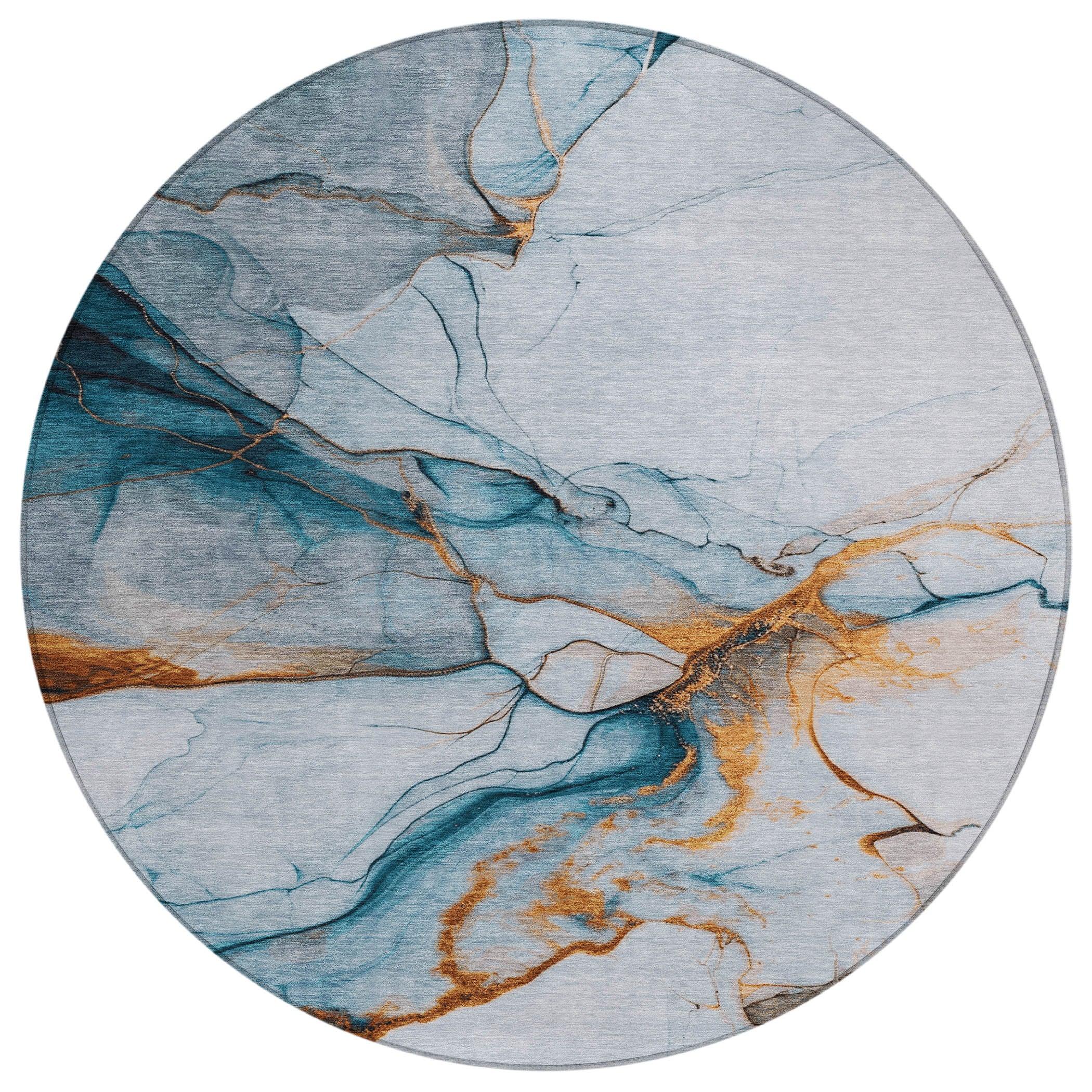 LOOMLAN Rugs Daeanor Blue Washable Indoor-Outdoor Rug