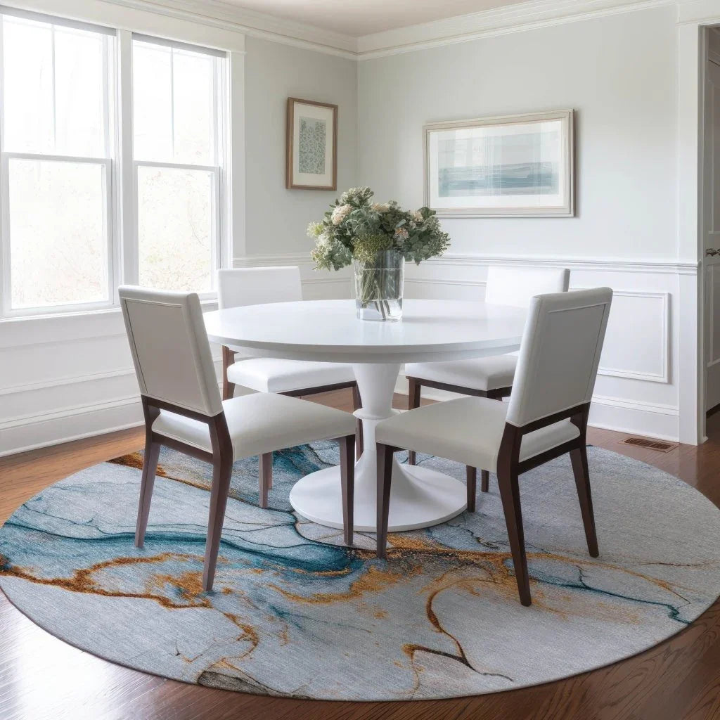 LOOMLAN Rugs Daeanor Blue Washable Indoor-Outdoor Rug