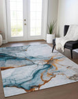 LOOMLAN Rugs Daeanor Blue Washable Indoor-Outdoor Rug