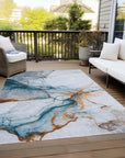 LOOMLAN Rugs Daeanor Blue Washable Indoor-Outdoor Rug