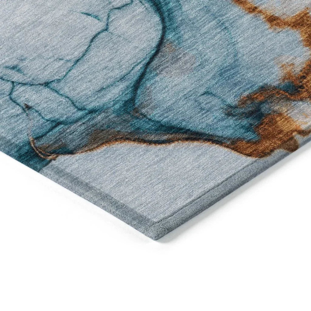 LOOMLAN Rugs Daeanor Blue Washable Indoor-Outdoor Rug