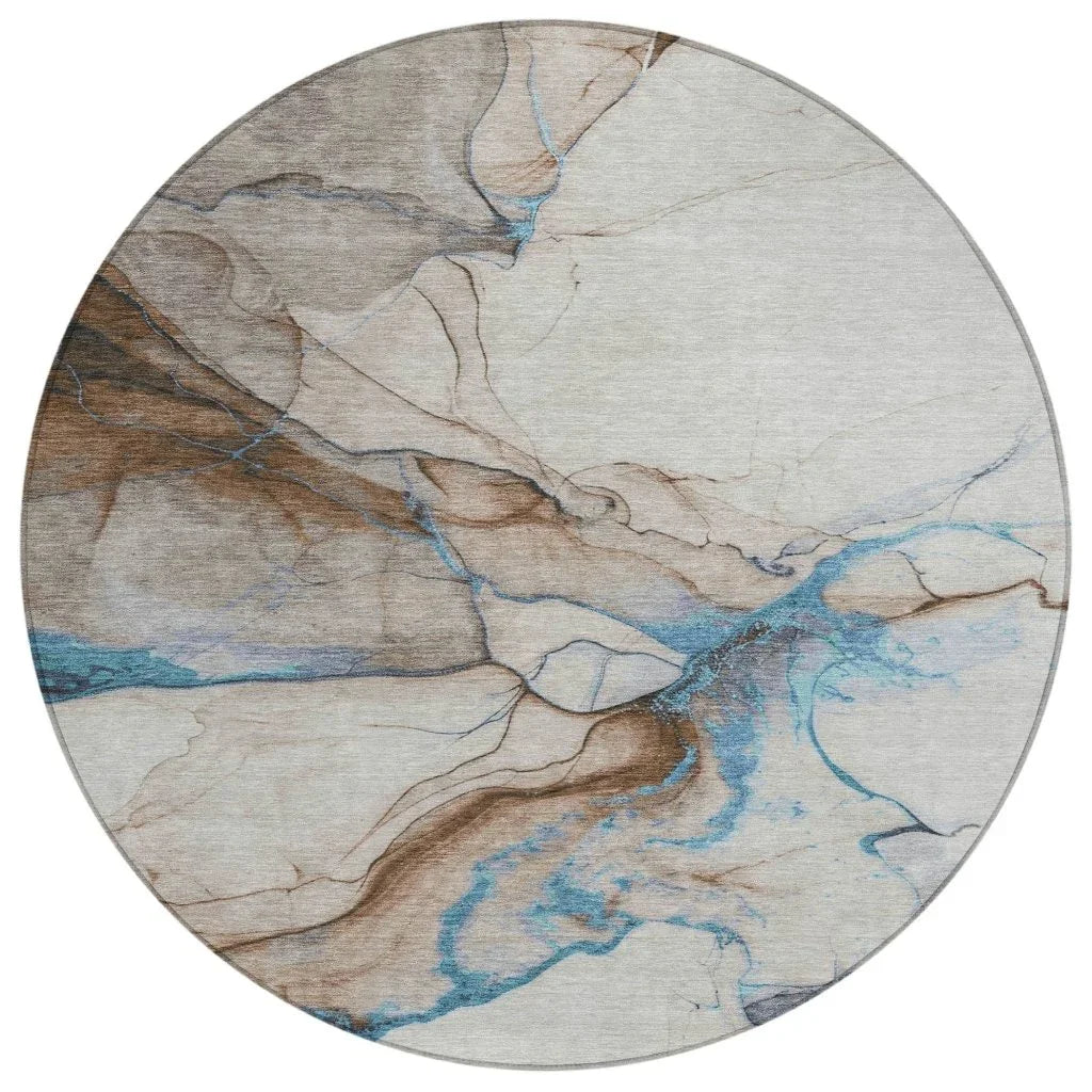 LOOMLAN Rugs Daeanor Brown Washable Indoor-Outdoor Rug