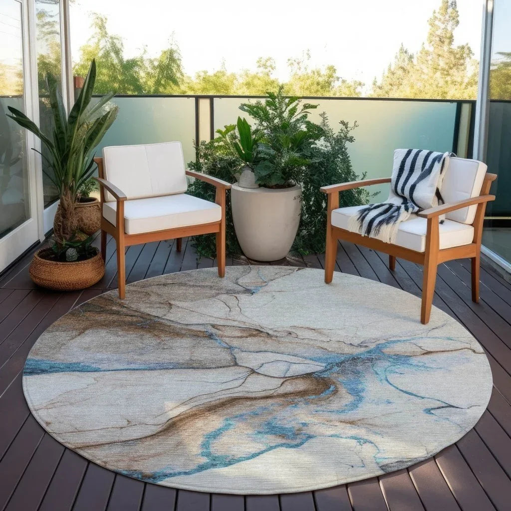 LOOMLAN Rugs Daeanor Brown Washable Indoor-Outdoor Rug