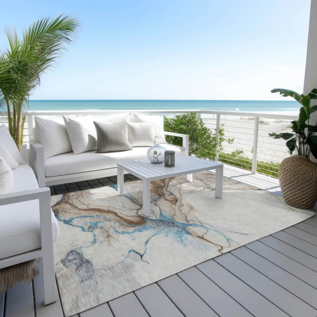 LOOMLAN Rugs Daeanor Brown Washable Indoor-Outdoor Rug