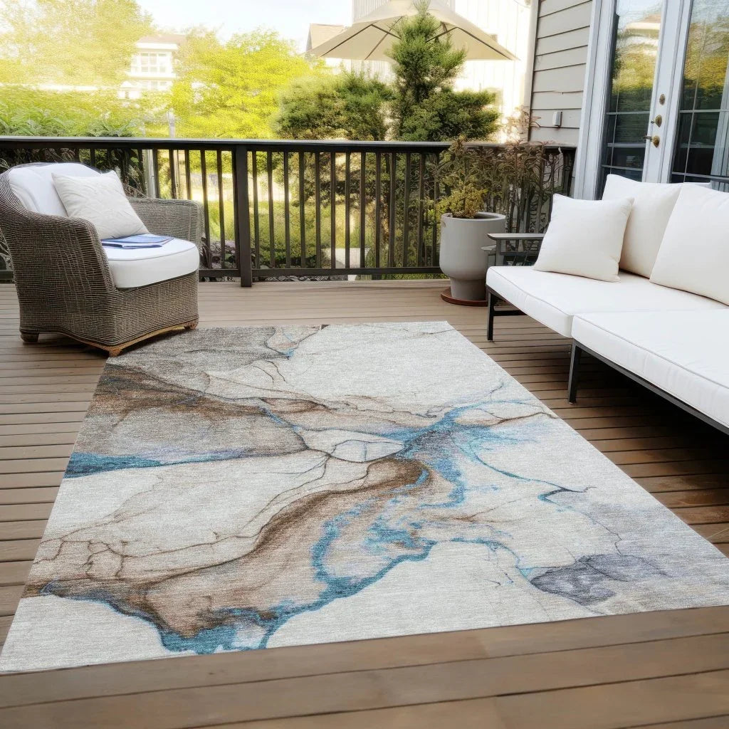 LOOMLAN Rugs Daeanor Brown Washable Indoor-Outdoor Rug