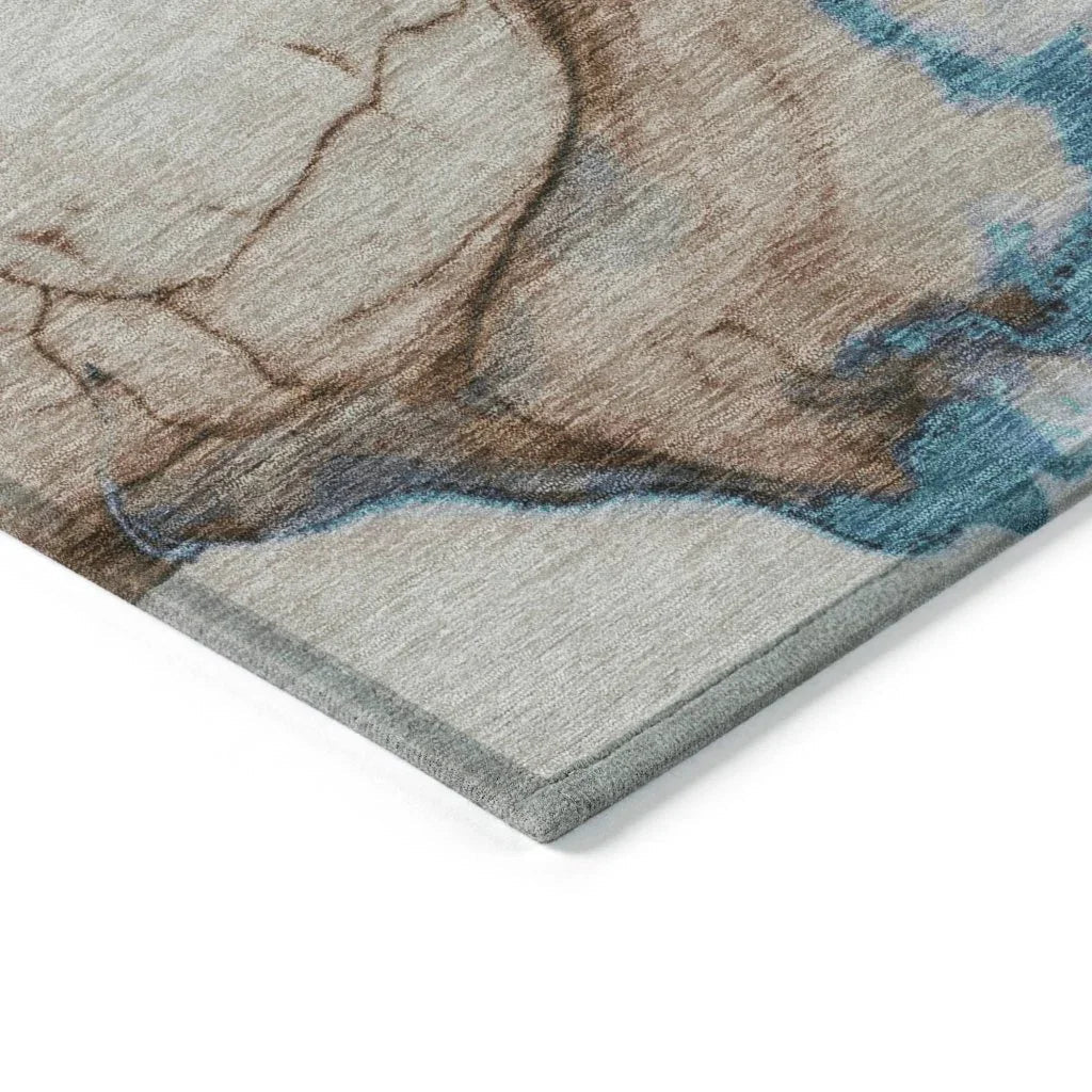 LOOMLAN Rugs Daeanor Brown Washable Indoor-Outdoor Rug
