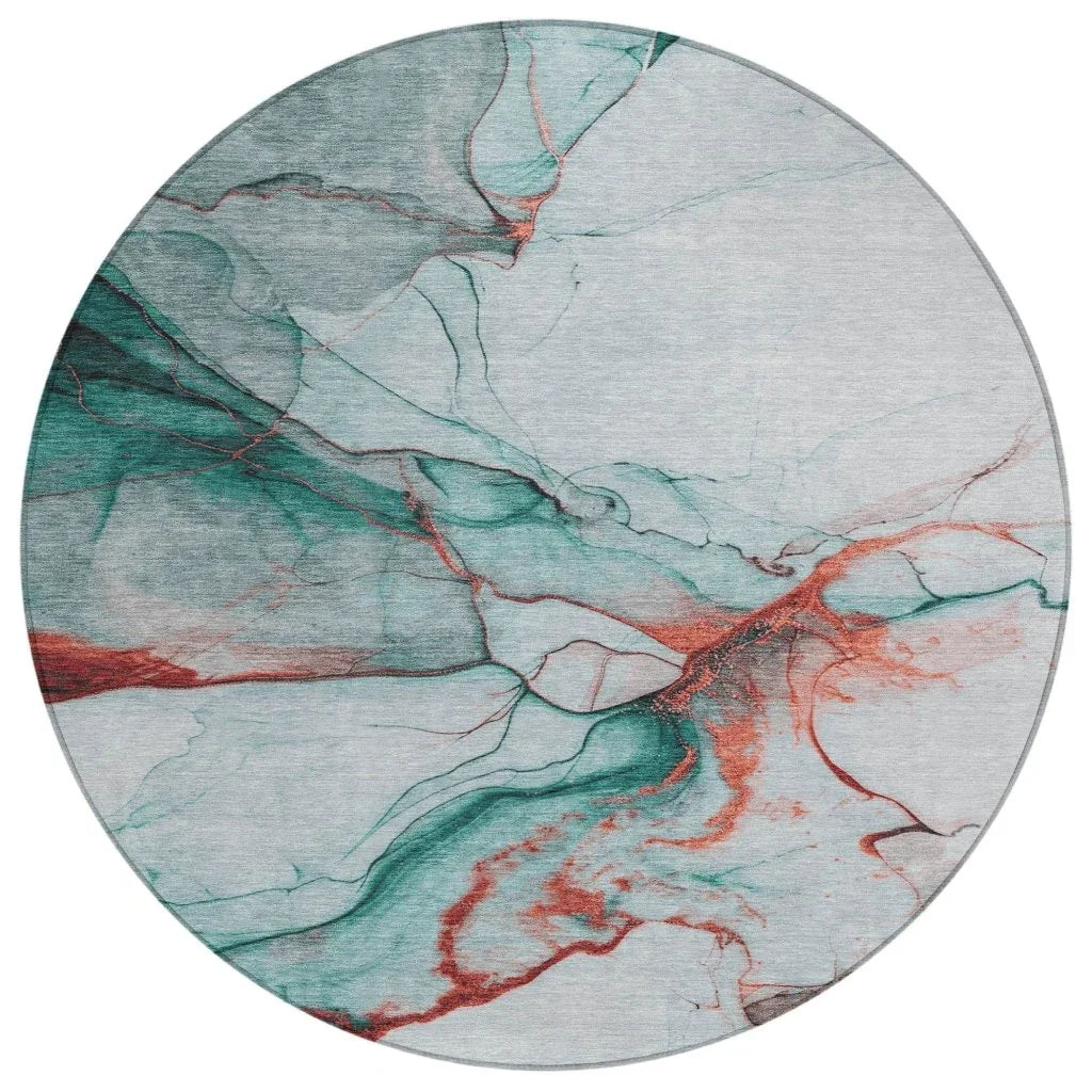 LOOMLAN Rugs Daeanor Teal Washable Indoor-Outdoor Rug