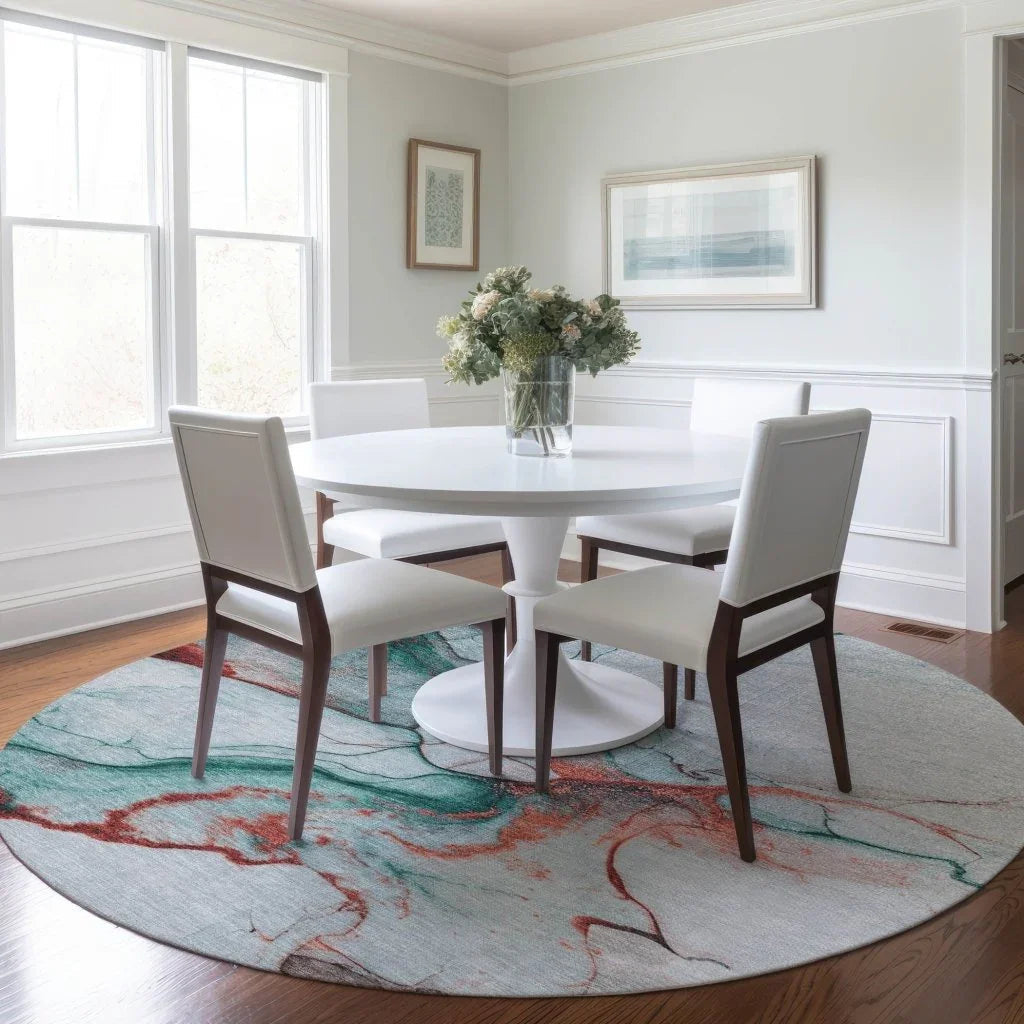 LOOMLAN Rugs Daeanor Teal Washable Indoor-Outdoor Rug