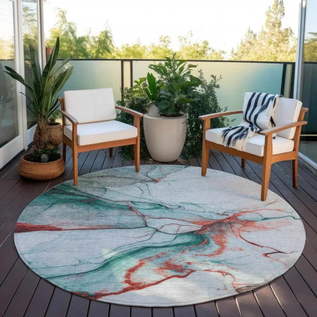 LOOMLAN Rugs Daeanor Teal Washable Indoor-Outdoor Rug