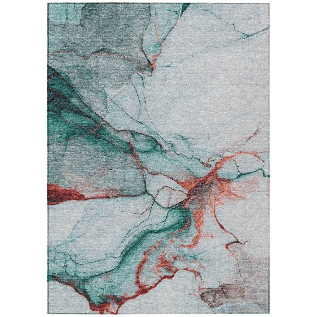LOOMLAN Rugs Daeanor Teal Washable Indoor-Outdoor Rug