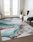 LOOMLAN Rugs Daeanor Teal Washable Indoor-Outdoor Rug
