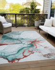 LOOMLAN Rugs Daeanor Teal Washable Indoor-Outdoor Rug