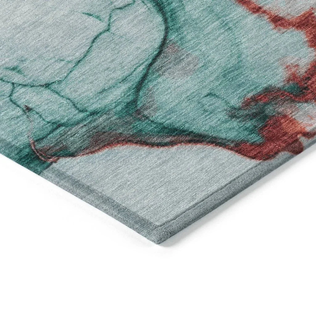 LOOMLAN Rugs Daeanor Teal Washable Indoor-Outdoor Rug