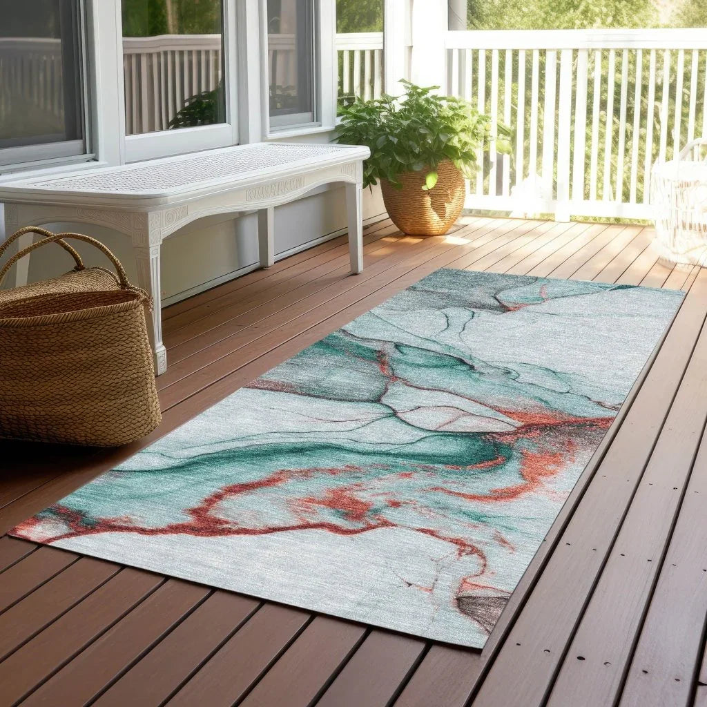 LOOMLAN Rugs Daeanor Teal Washable Indoor-Outdoor Rug