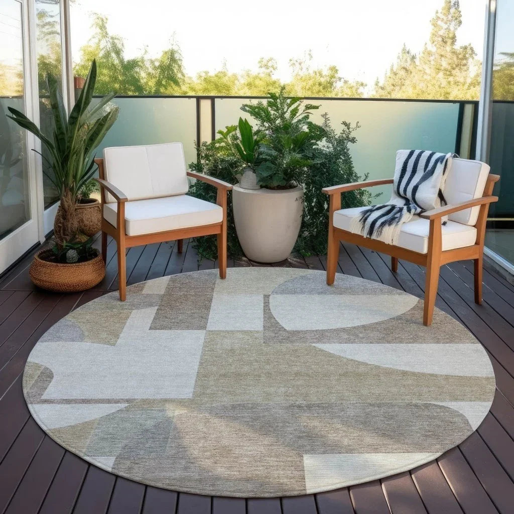 LOOMLAN Rugs Daeel Brown Washable Indoor-Outdoor Rug