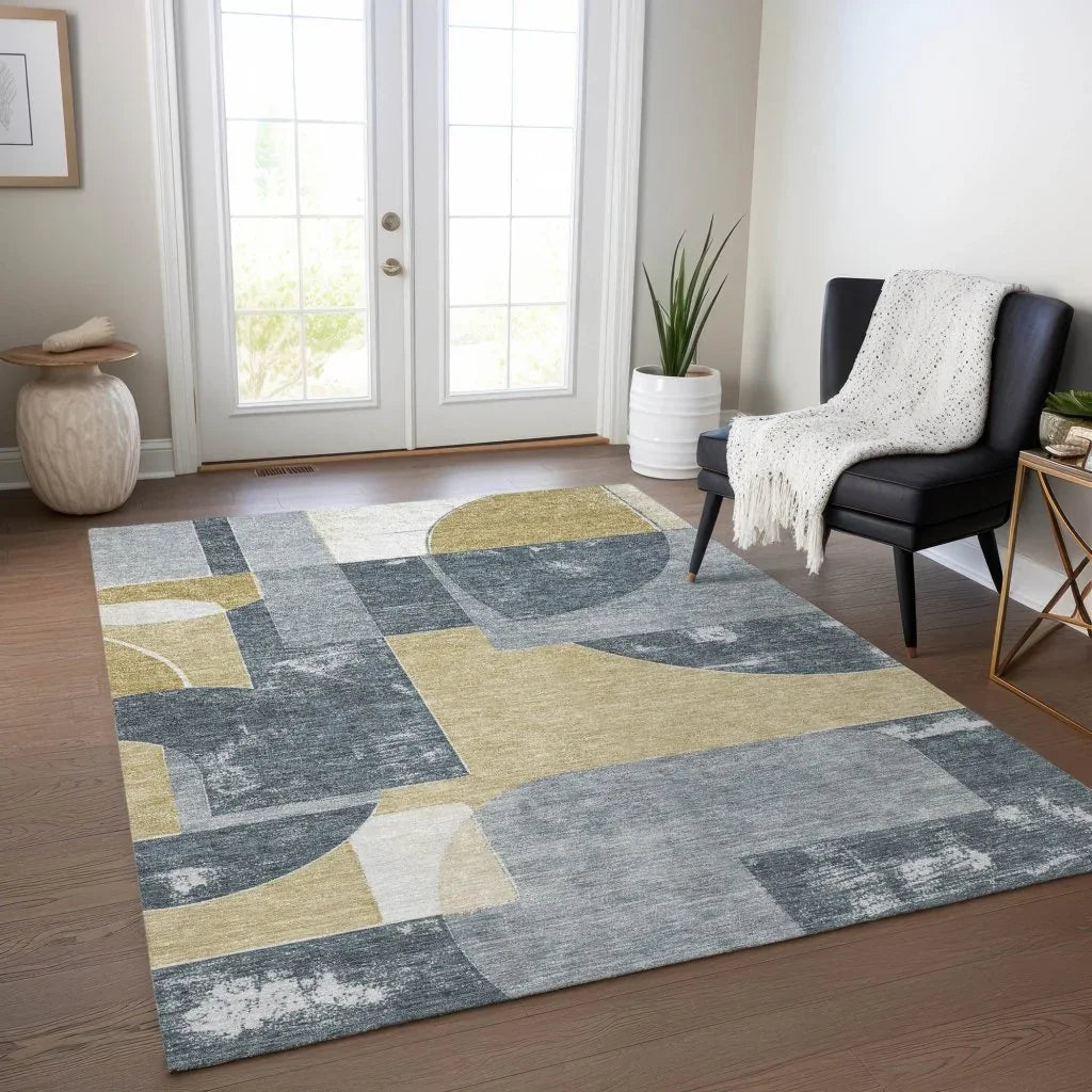 LOOMLAN Rugs Daeel Gray Washable Indoor-Outdoor Rug