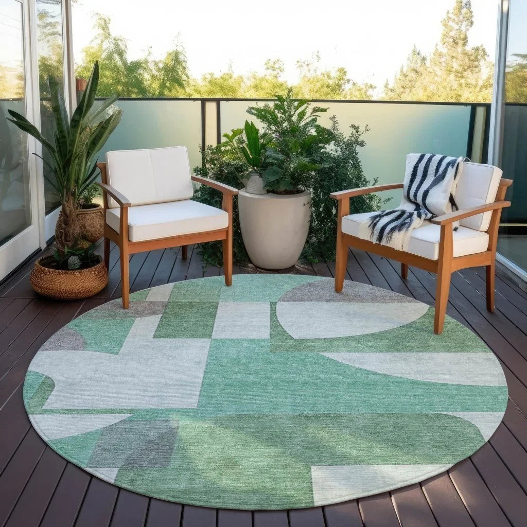 LOOMLAN Rugs Daeel Green Washable Indoor-Outdoor Rug