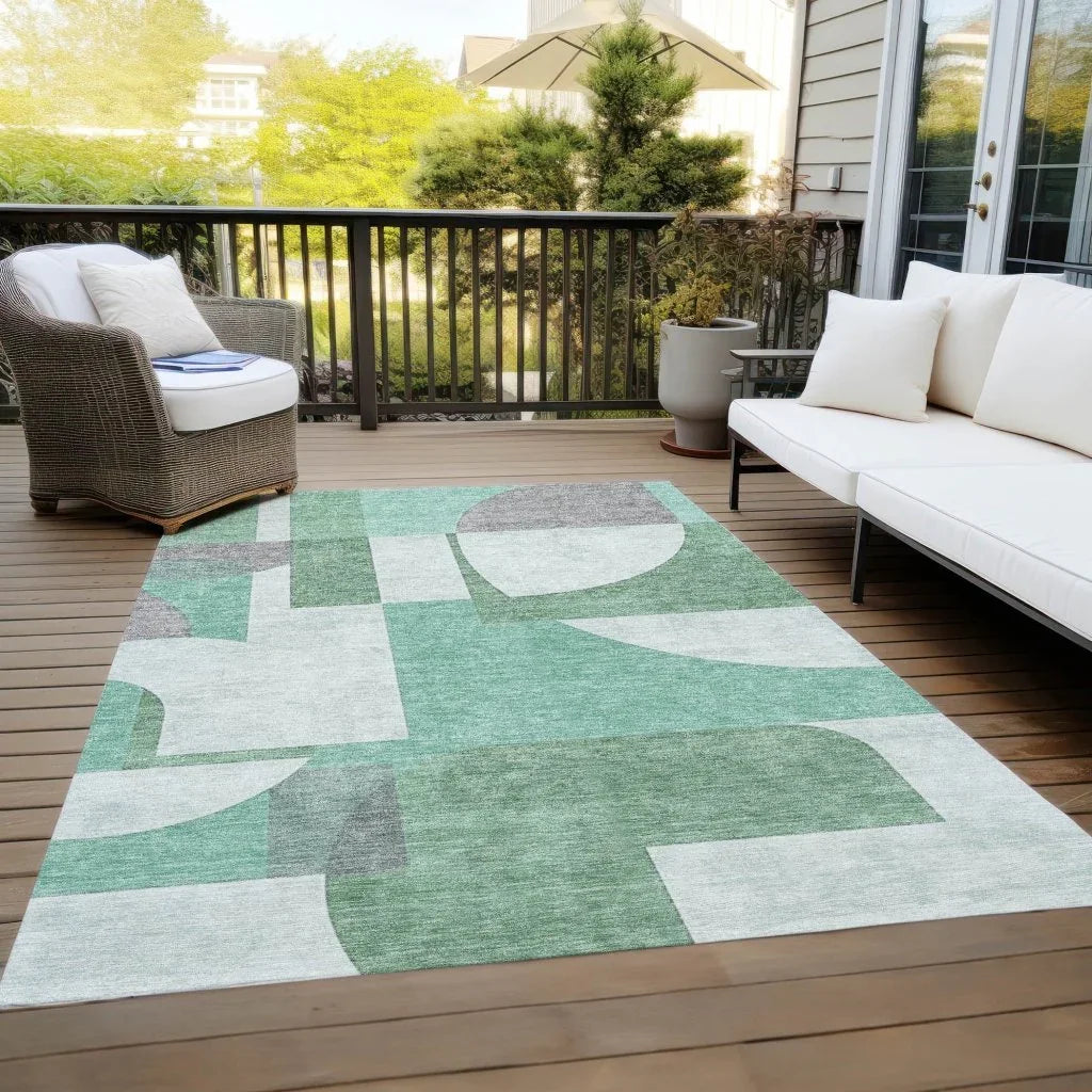 LOOMLAN Rugs Daeel Green Washable Indoor-Outdoor Rug