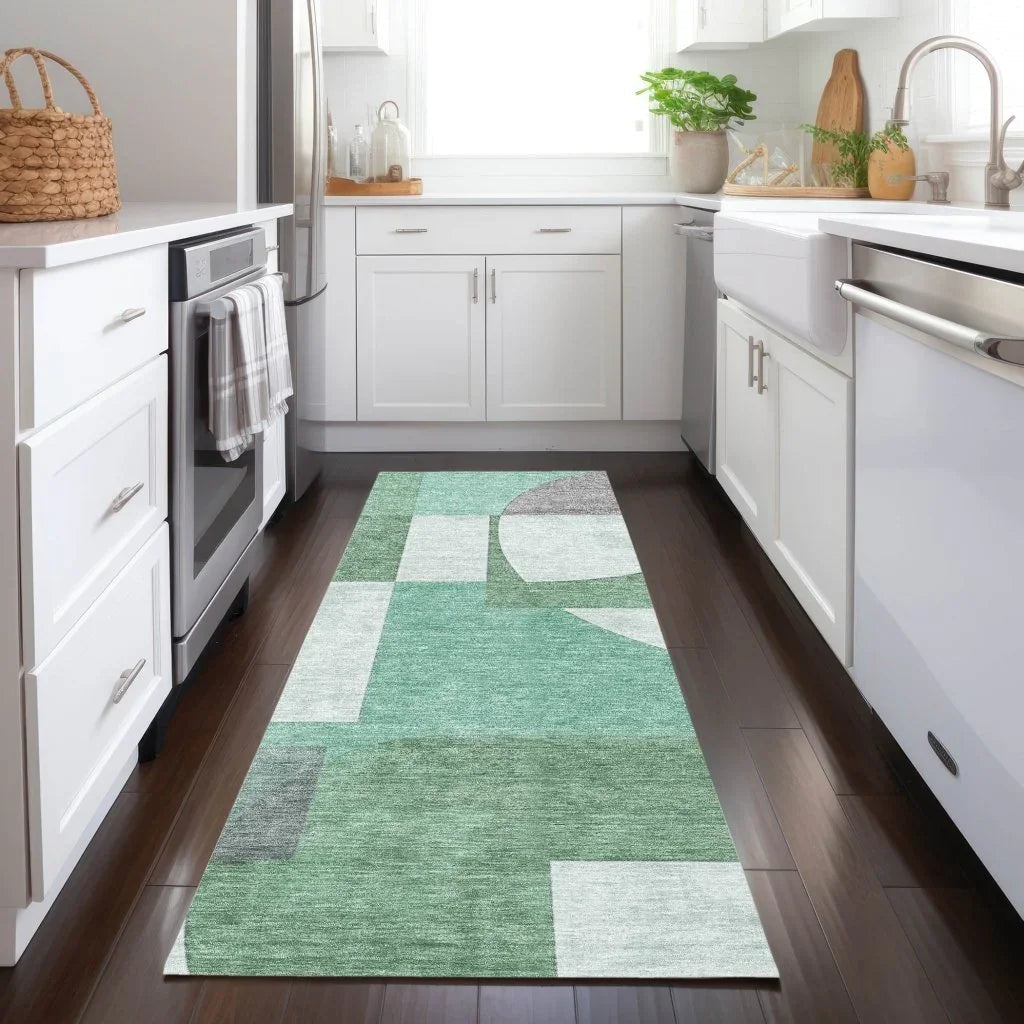 LOOMLAN Rugs Daeel Green Washable Indoor-Outdoor Rug
