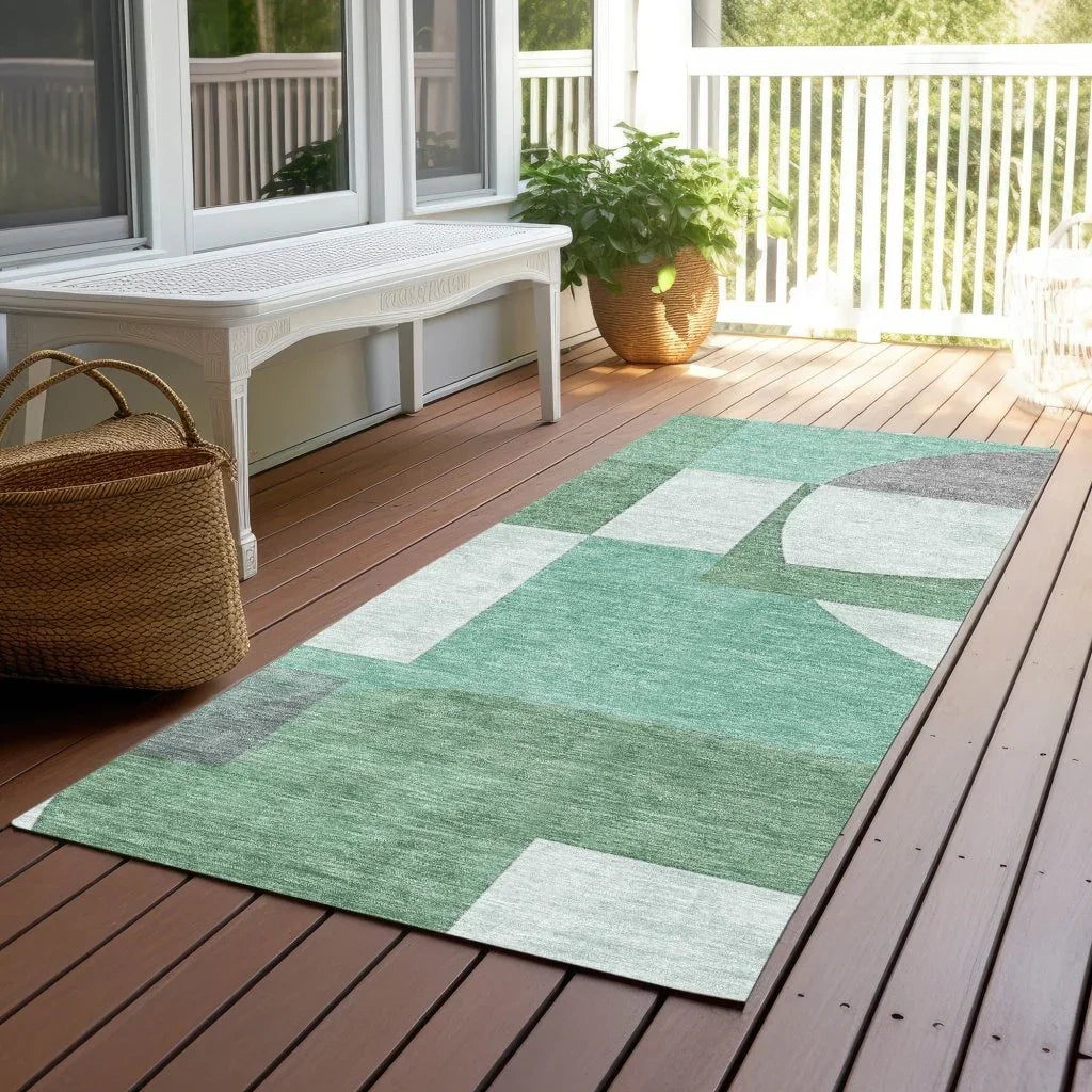 LOOMLAN Rugs Daeel Green Washable Indoor-Outdoor Rug