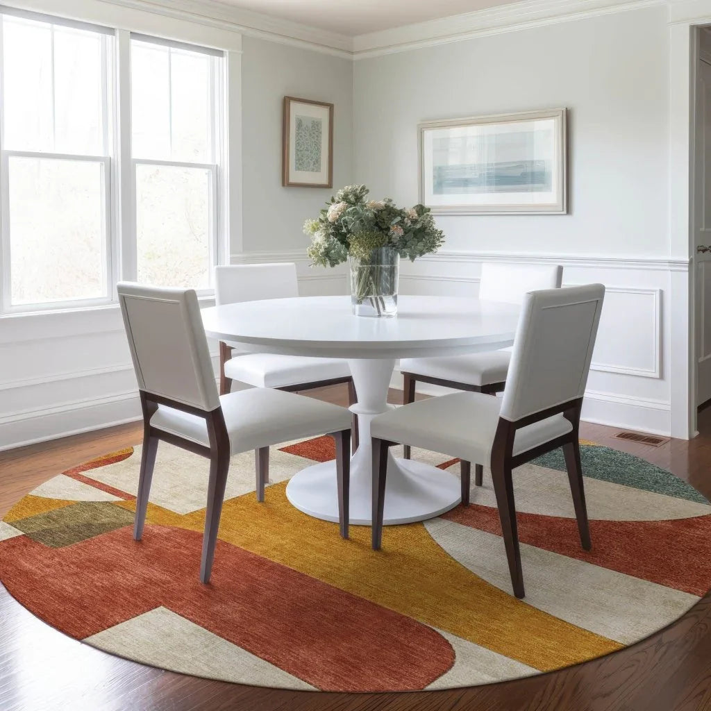 LOOMLAN Rugs Daeel Orange Washable Indoor-Outdoor Rug