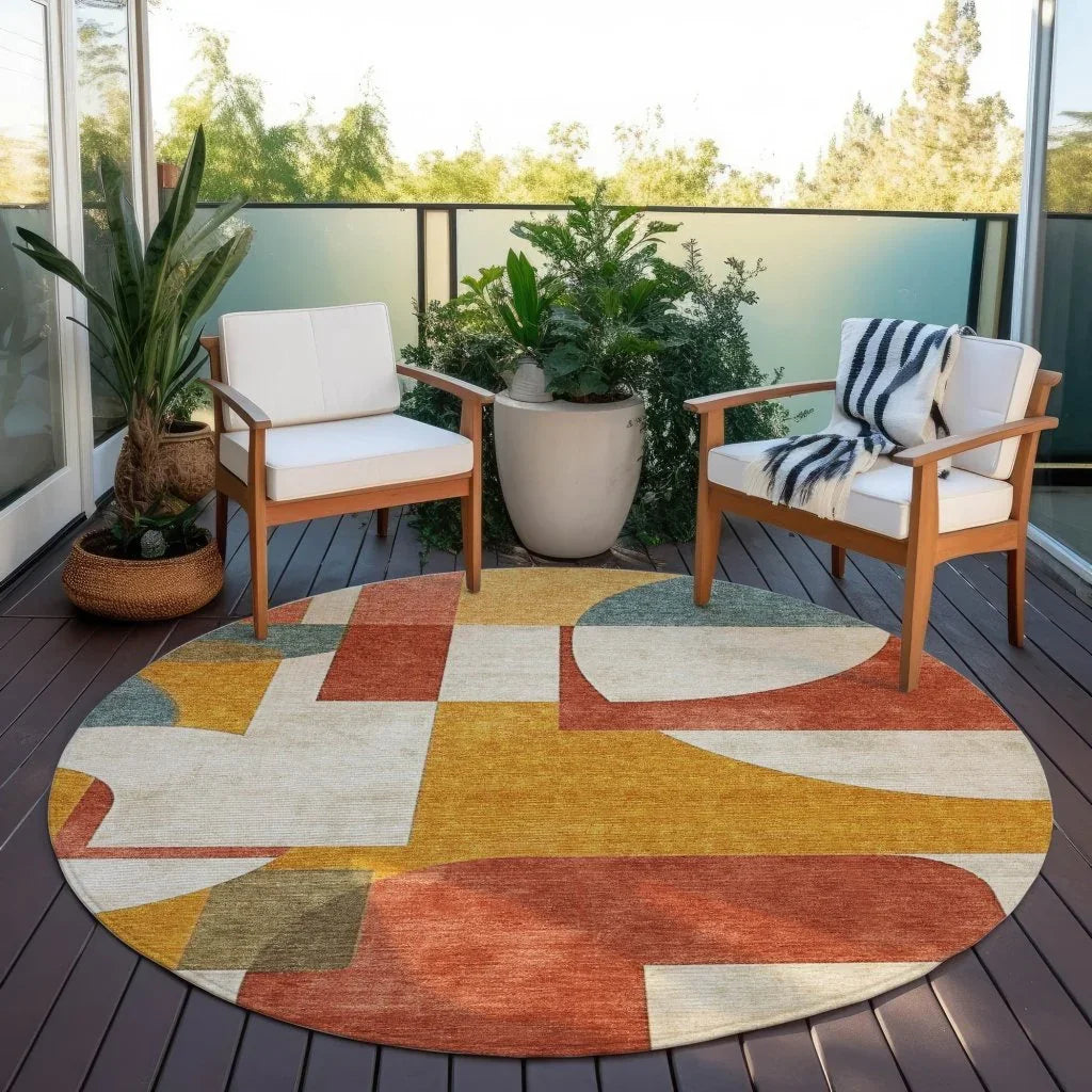 LOOMLAN Rugs Daeel Orange Washable Indoor-Outdoor Rug