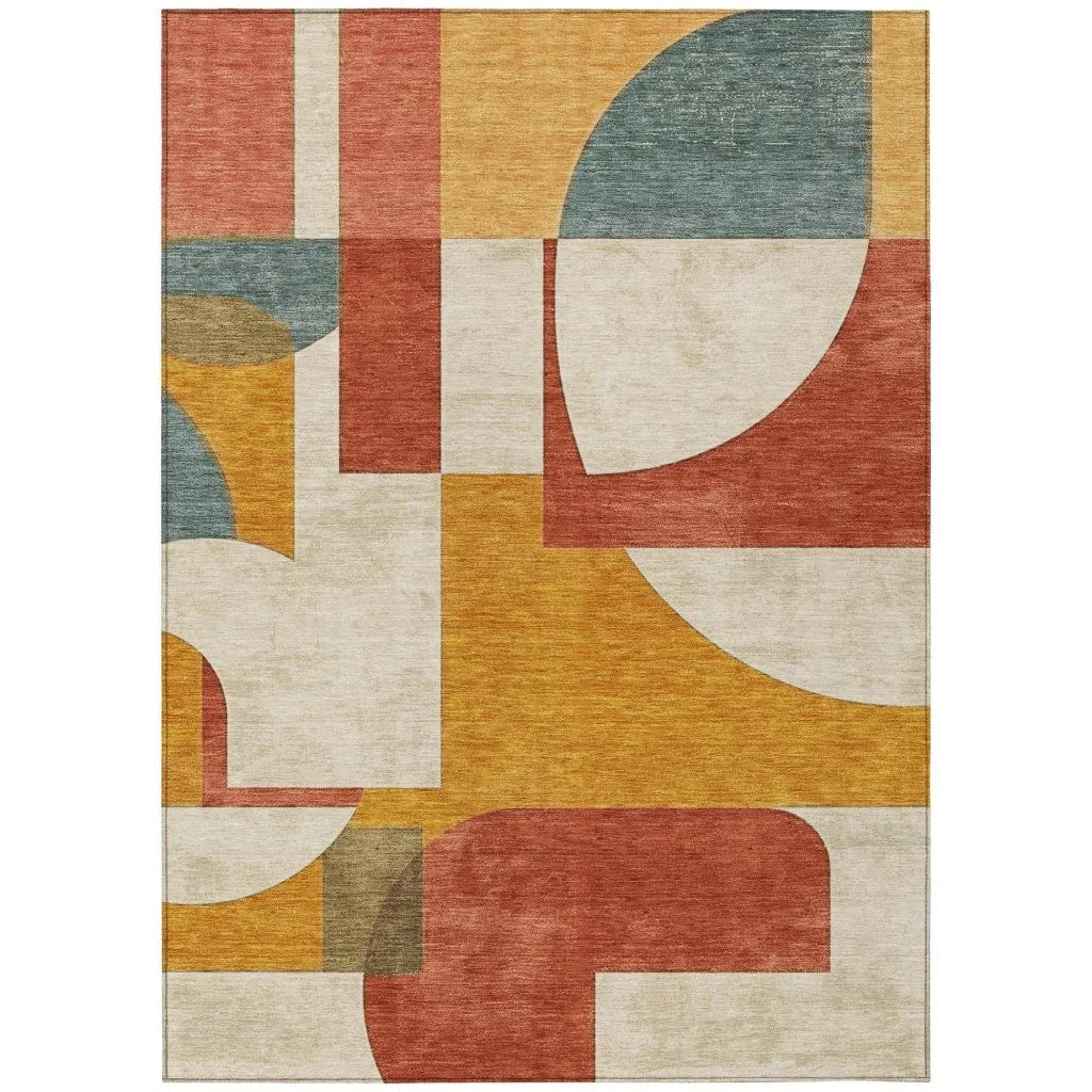 LOOMLAN Rugs Daeel Orange Washable Indoor-Outdoor Rug
