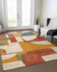 LOOMLAN Rugs Daeel Orange Washable Indoor-Outdoor Rug