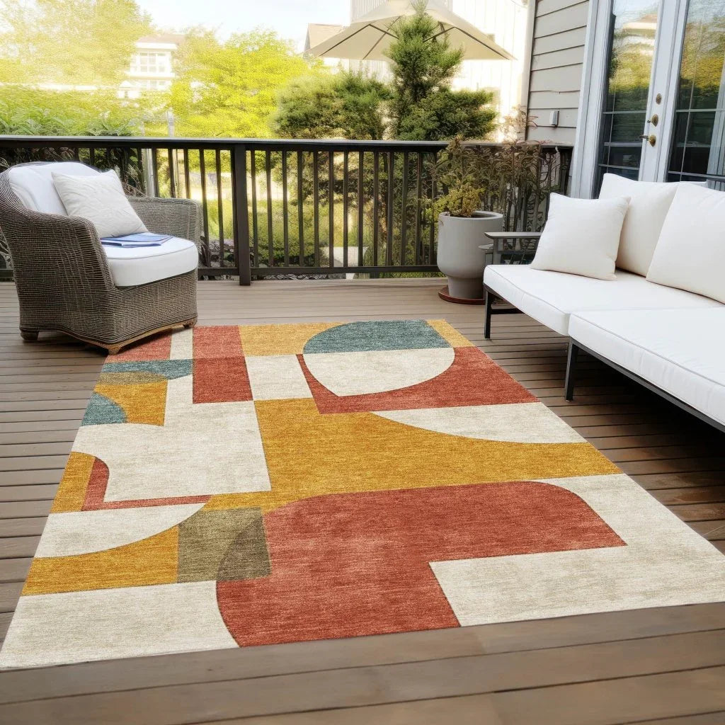 LOOMLAN Rugs Daeel Orange Washable Indoor-Outdoor Rug
