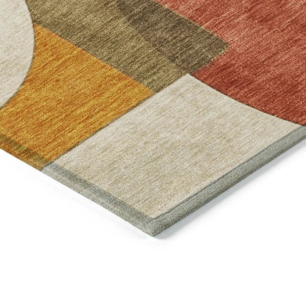 LOOMLAN Rugs Daeel Orange Washable Indoor-Outdoor Rug