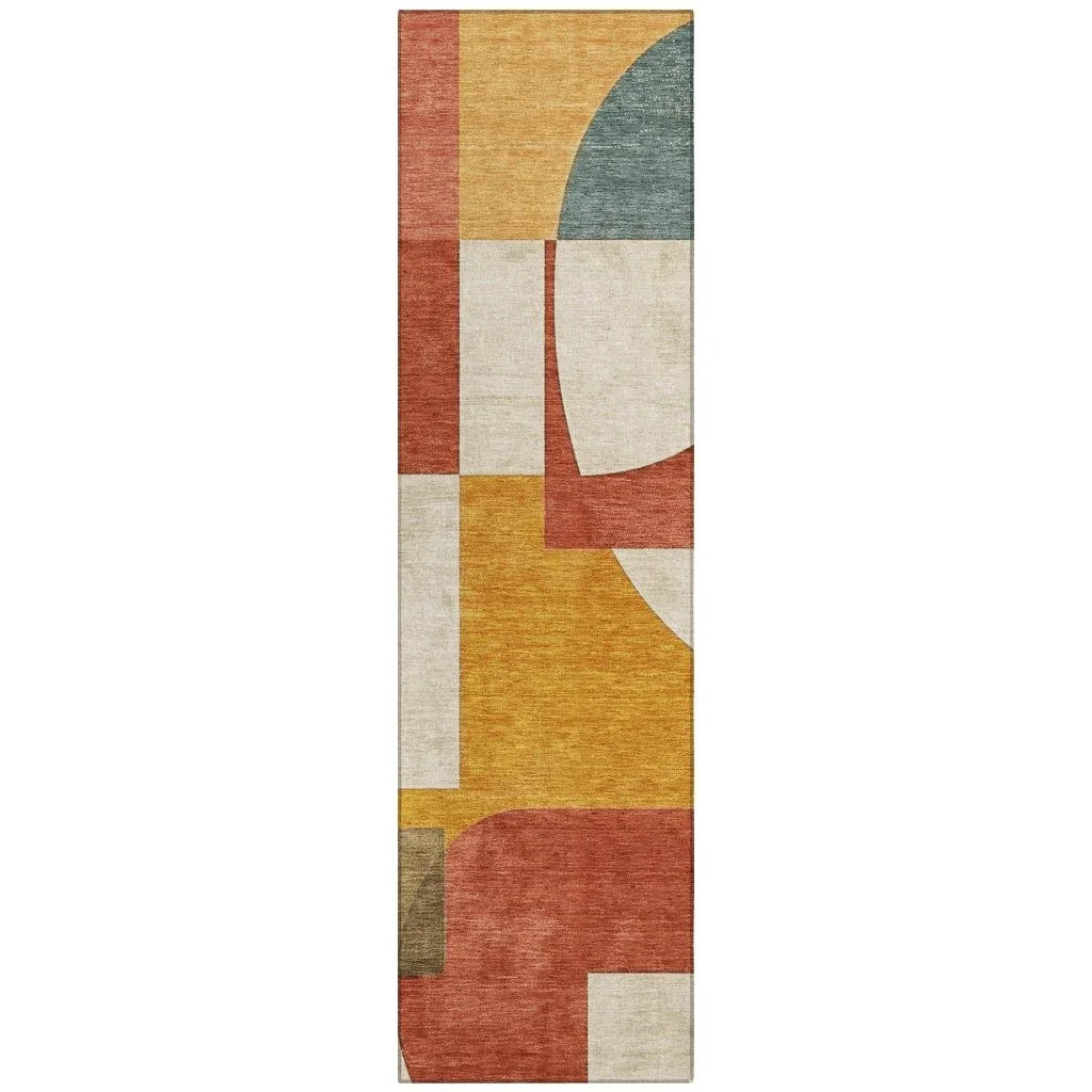 LOOMLAN Rugs Daeel Orange Washable Indoor-Outdoor Rug