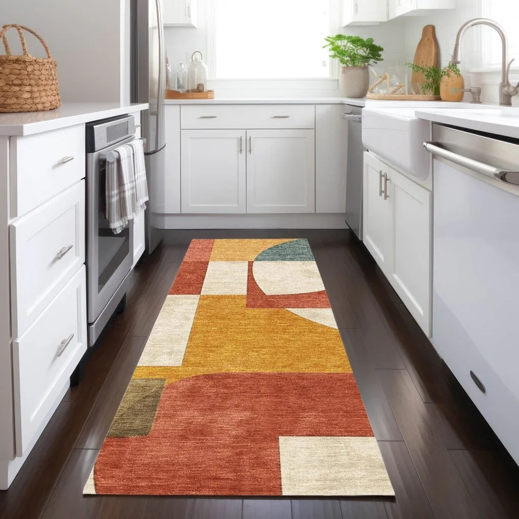 LOOMLAN Rugs Daeel Orange Washable Indoor-Outdoor Rug