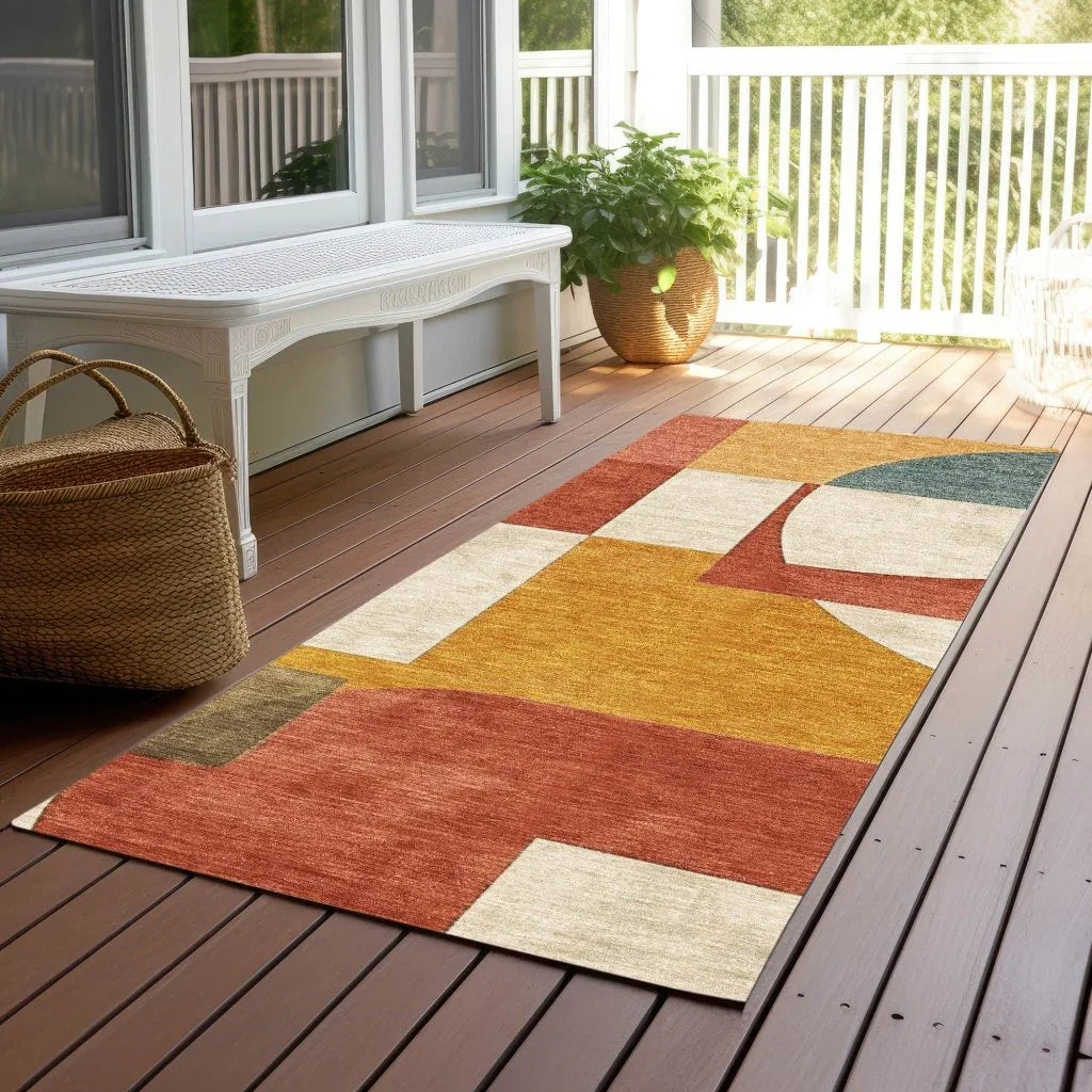 LOOMLAN Rugs Daeel Orange Washable Indoor-Outdoor Rug