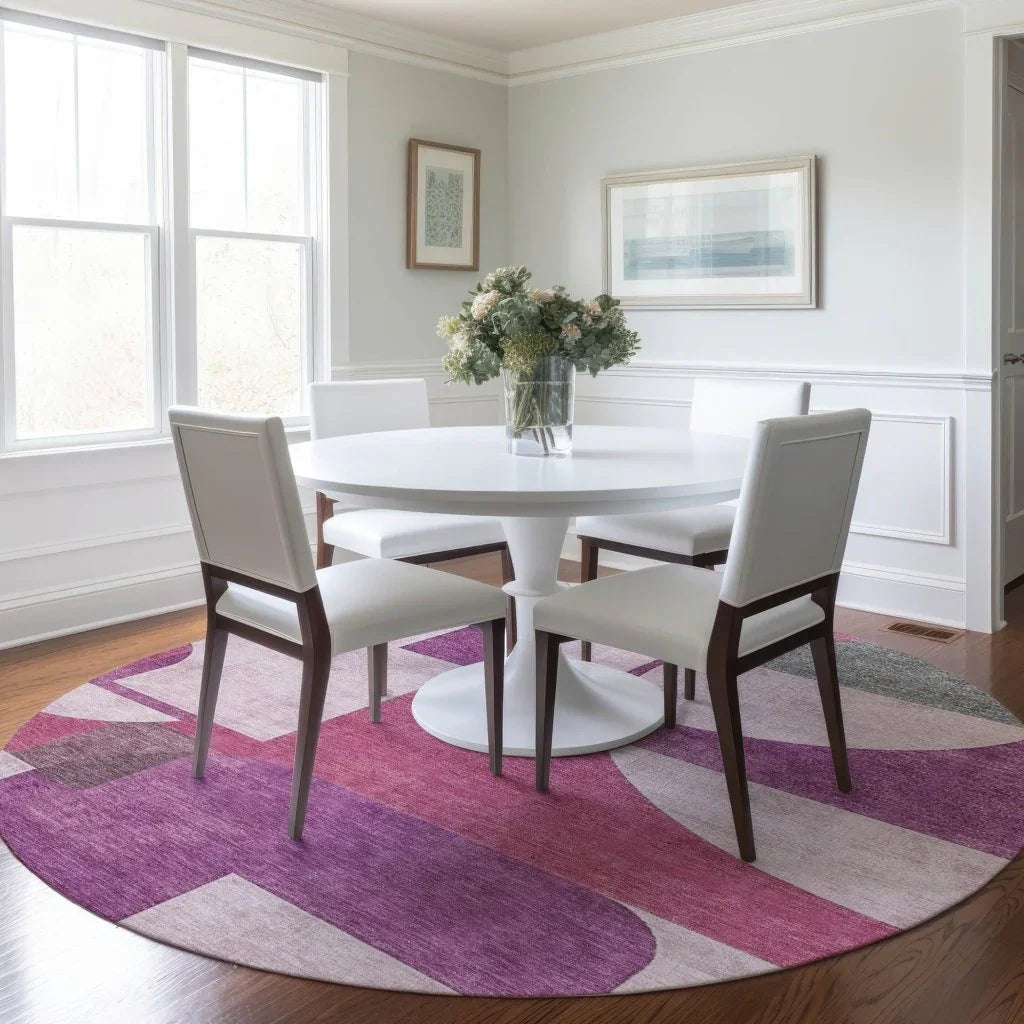 LOOMLAN Rugs Daeel Pink Washable Indoor-Outdoor Rug