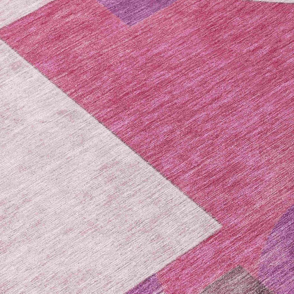 LOOMLAN Rugs Daeel Pink Washable Indoor-Outdoor Rug