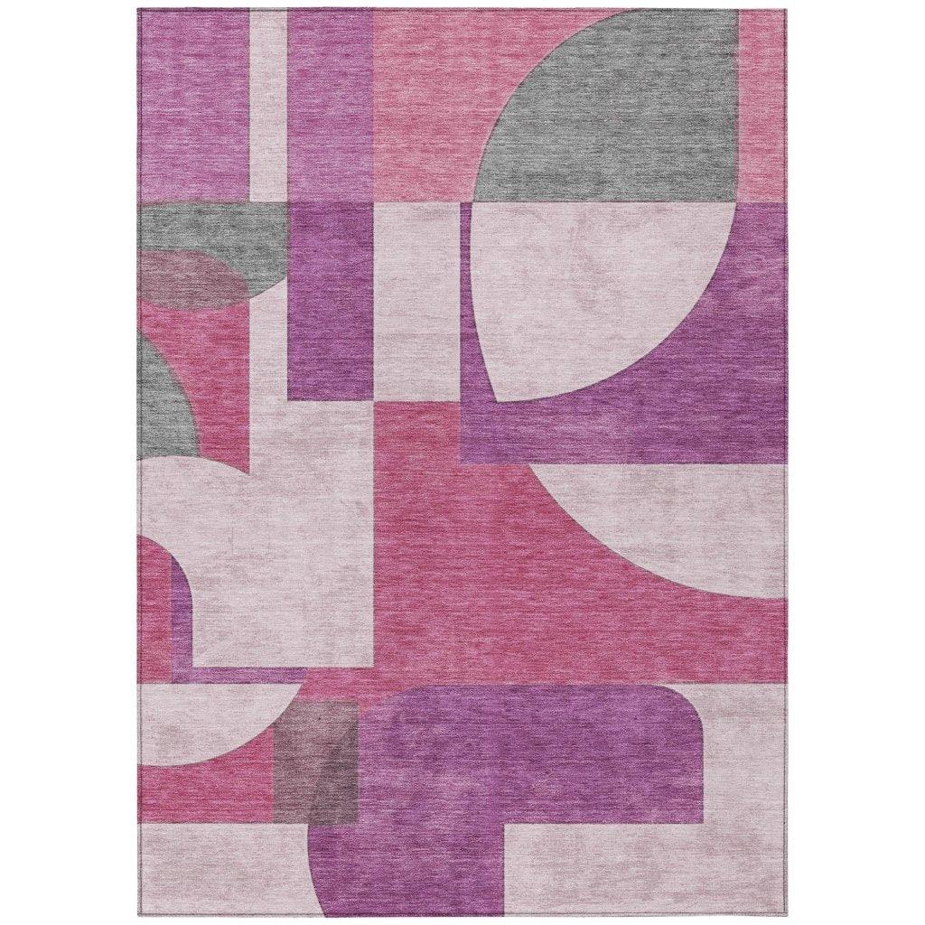 LOOMLAN Rugs Daeel Pink Washable Indoor-Outdoor Rug
