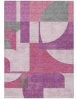 LOOMLAN Rugs Daeel Pink Washable Indoor-Outdoor Rug