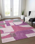 LOOMLAN Rugs Daeel Pink Washable Indoor-Outdoor Rug