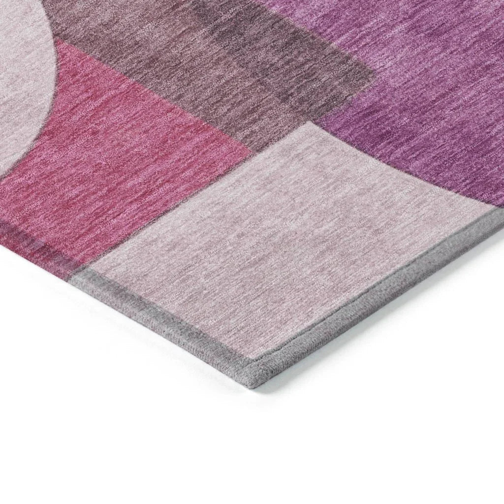 LOOMLAN Rugs Daeel Pink Washable Indoor-Outdoor Rug