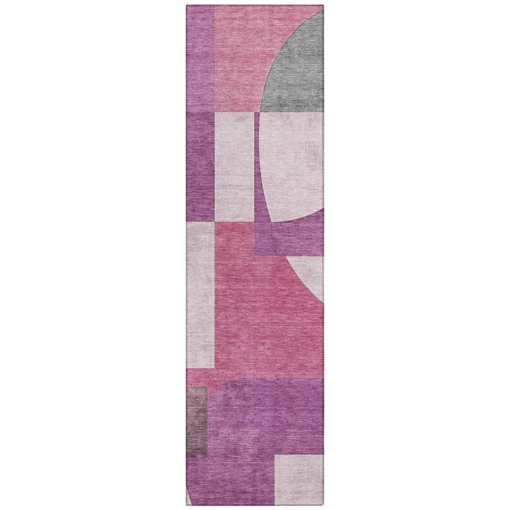 LOOMLAN Rugs Daeel Pink Washable Indoor-Outdoor Rug