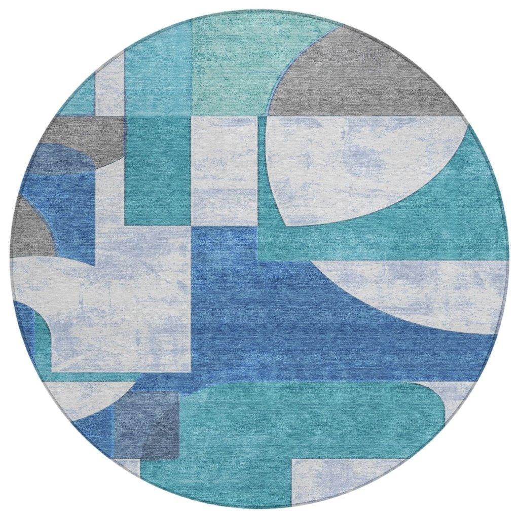 LOOMLAN Rugs Daeel Teal Washable Indoor-Outdoor Rug