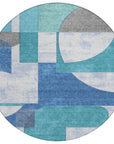 LOOMLAN Rugs Daeel Teal Washable Indoor-Outdoor Rug