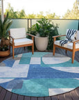 LOOMLAN Rugs Daeel Teal Washable Indoor-Outdoor Rug